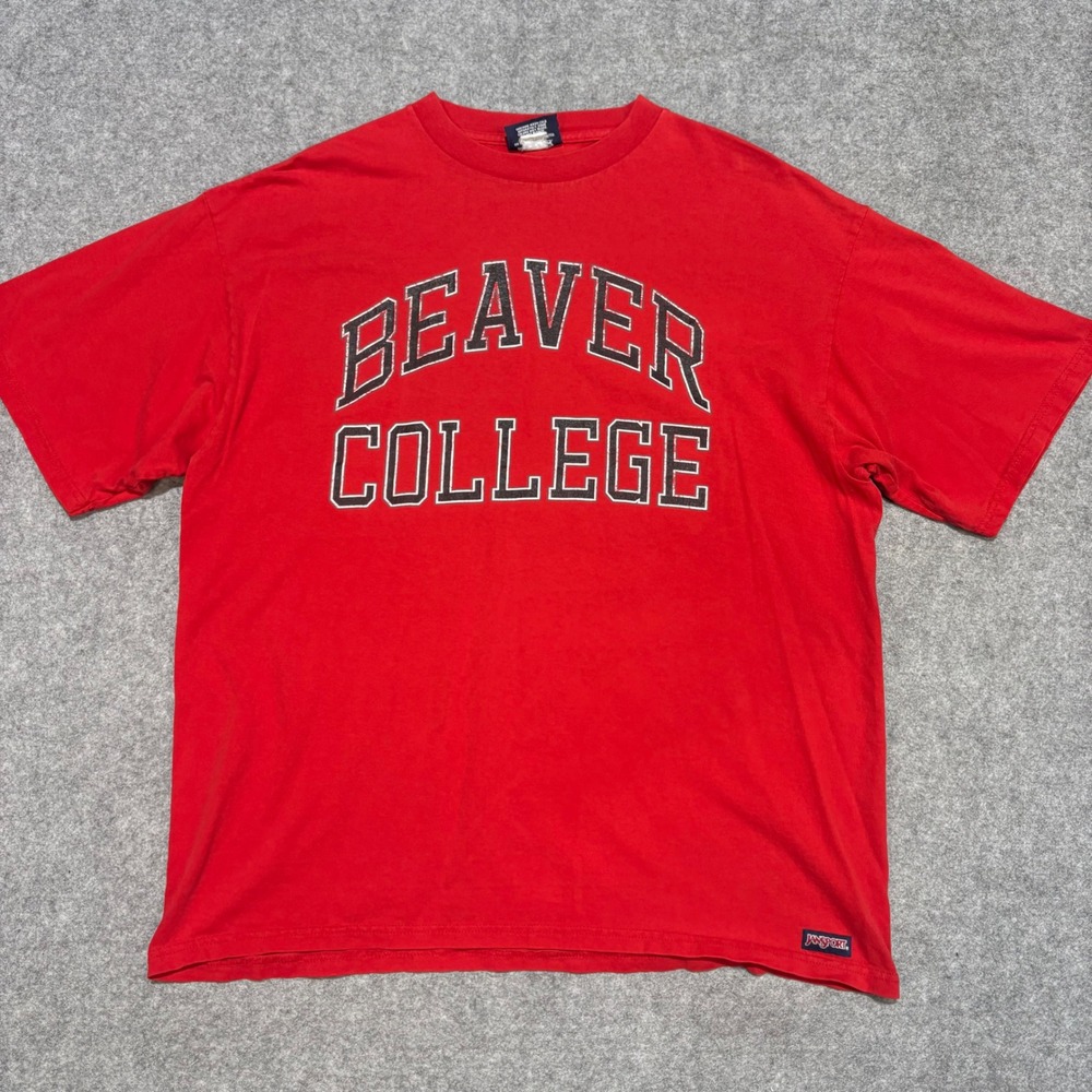 Jansport Beaver College Graphic T-Shirt Mens XL Red Short Sleeve Crewneck